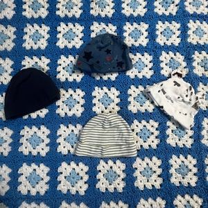 4 assorted Gerber baby hats bear ears newborn